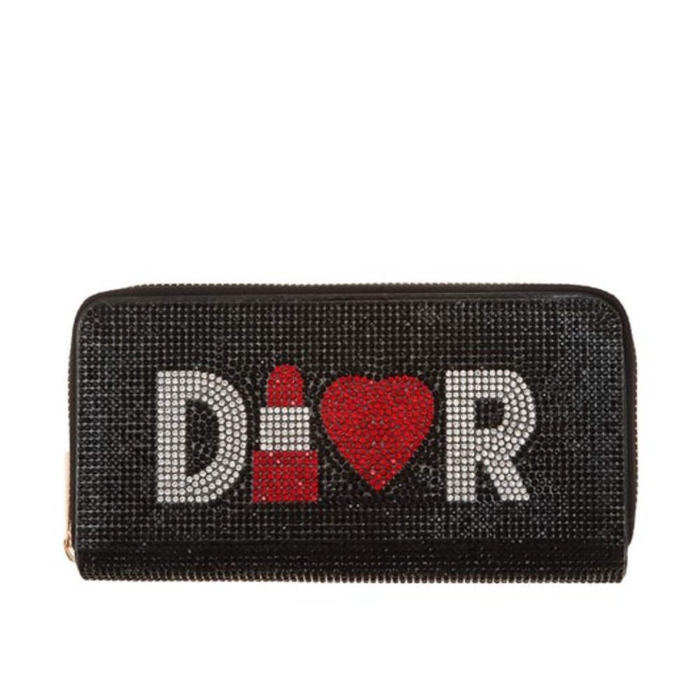 Boutique Luxury Rhinestone Pave Wallet Black